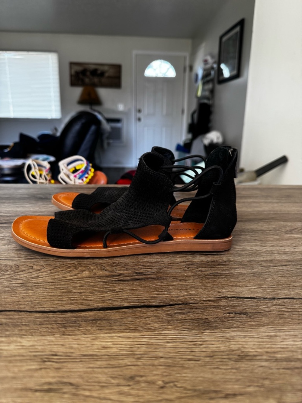 Lucky Brand Black Lace-Up Gladiator Sandals
